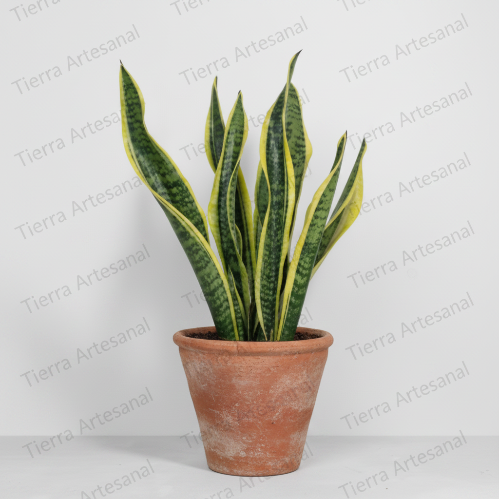 Sansevieria pequeña en maceta de barro - Tierra Artesanal