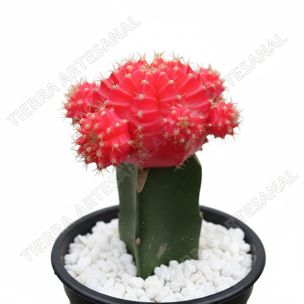Cactus Injerto rojo en maceta plástica negra