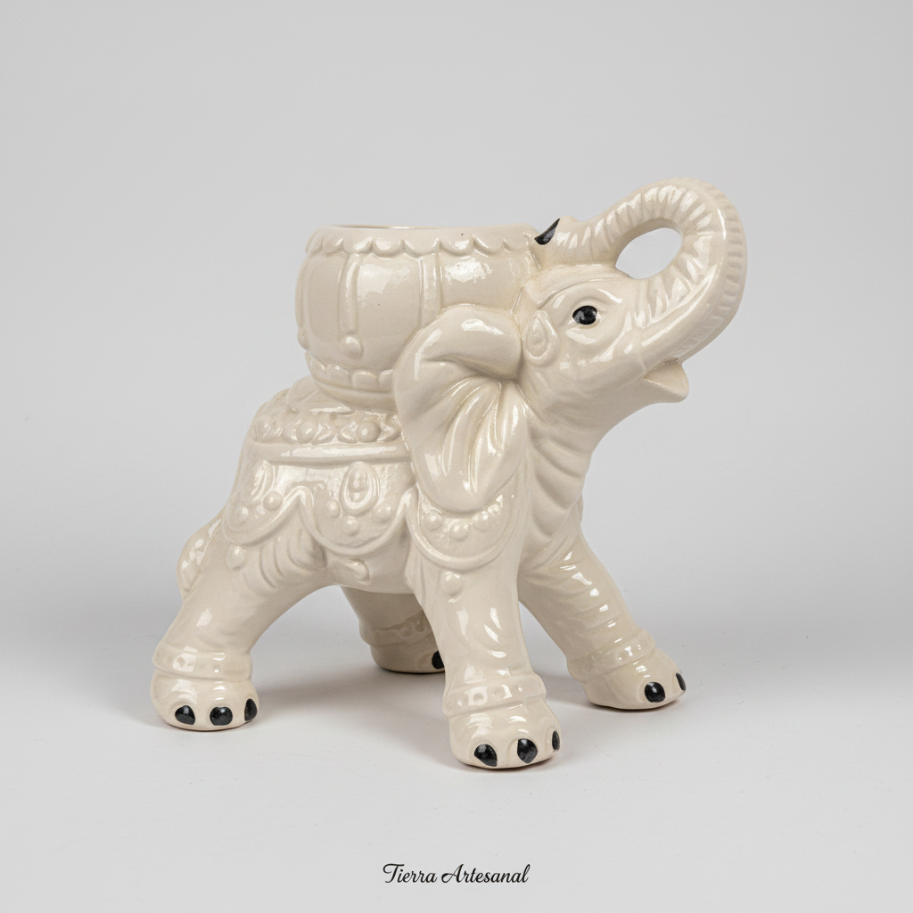 Matera Esmaltada Figura de Elefante - vista lateral