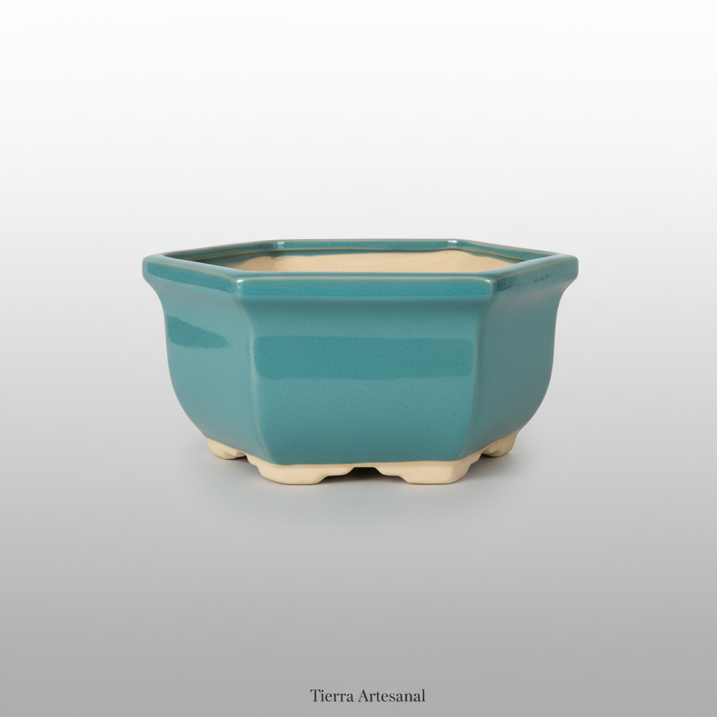 Matera Hexagonal Esmaltada Azul Turquesa - Tierra Artesanal