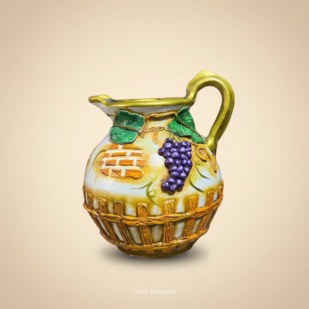 Jarrón Decorado blanco uvas #2