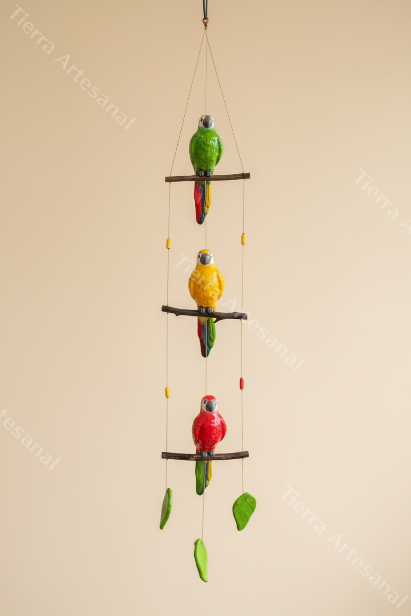 Loros Colgantes Cerámica - Fondo Neutro
