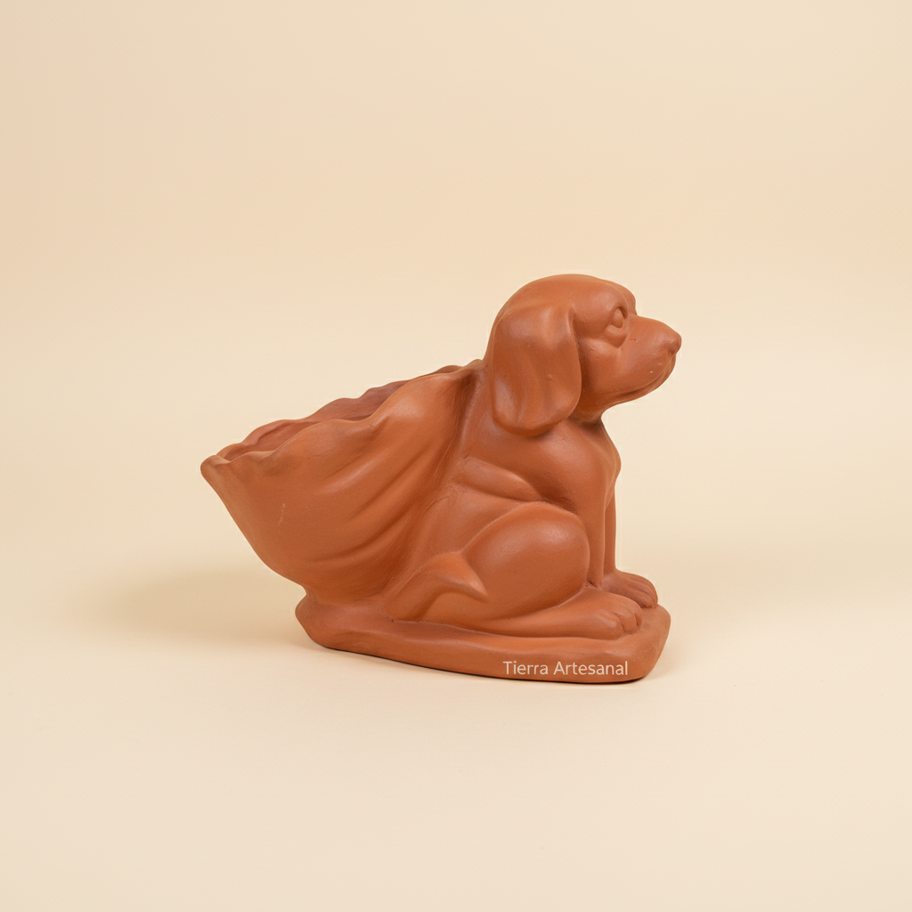 Matera de Barro Figura de Perro con Bolso